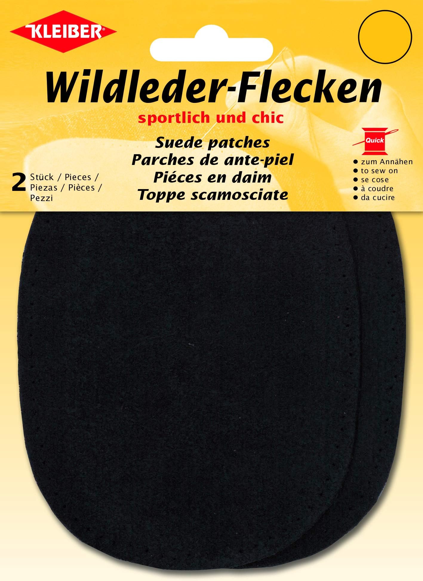 Kleiber 12 x 10 cm Oval Suede Leather Patches, 1 Pair, Black