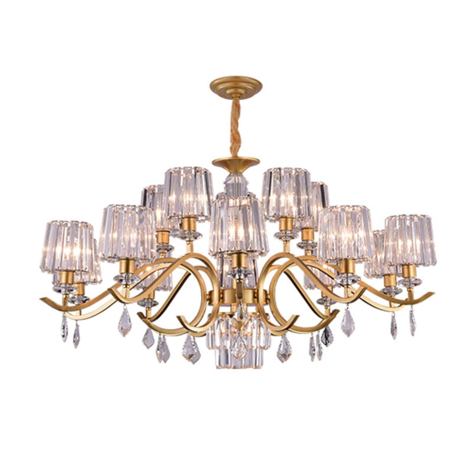 CZYLJLK E14 Semi Flush Mount Ceiling Light Luxurious Industrial Iron During Lights For Living Room Dining Bedroom,Modern Simple Crystal -Golden. 16t