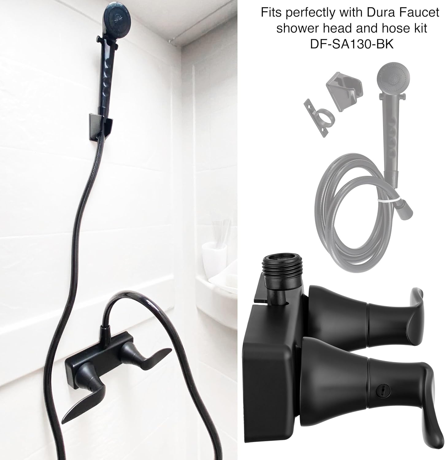Dura Faucet DF-SA100LH-MB RV Shower Faucet Valve Diverter with Winged Levers (Matte Black)