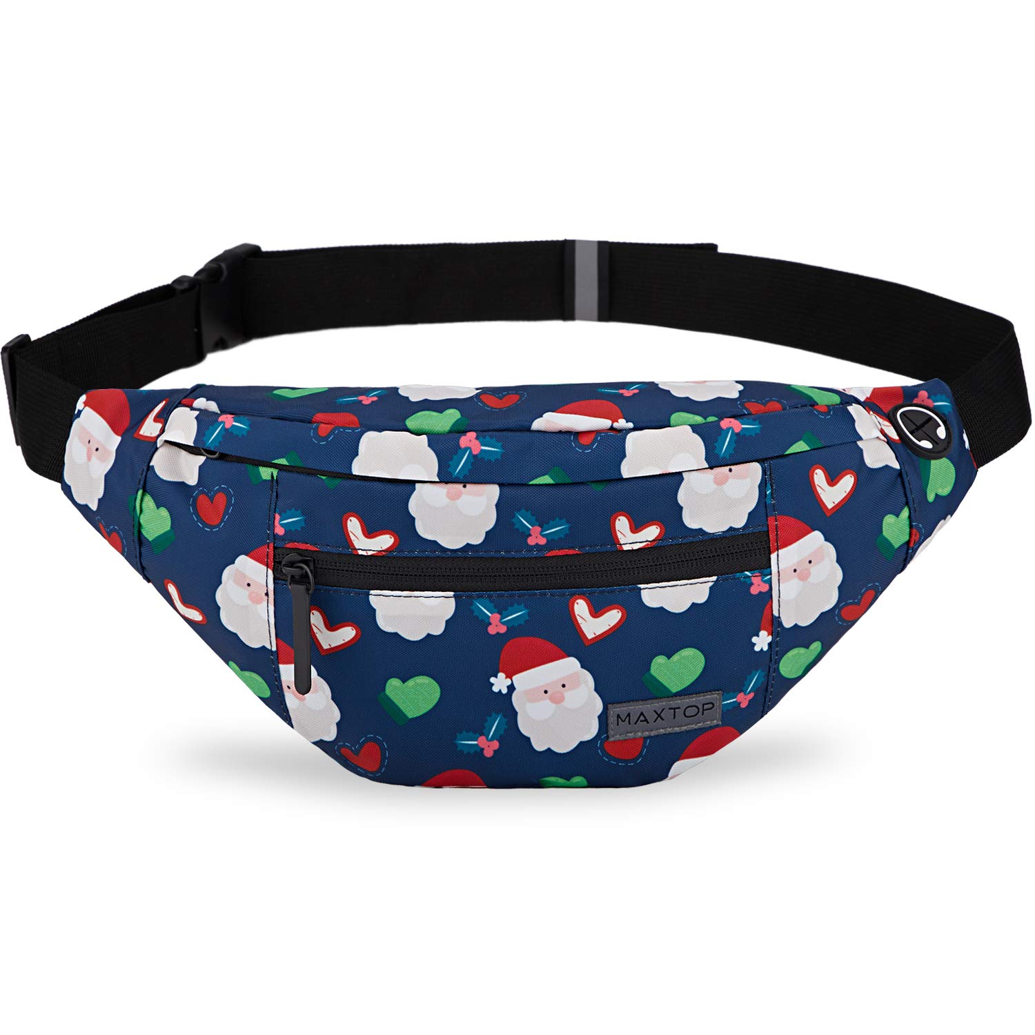 MAXTOP Marsupio Uomo Donna Unisex, Marsupio Impermeabile, con Jack per Cuffie e 4 Tasche con Cerniera, Cintura Regolabile per Allenamento all'aperto, Escursionismo