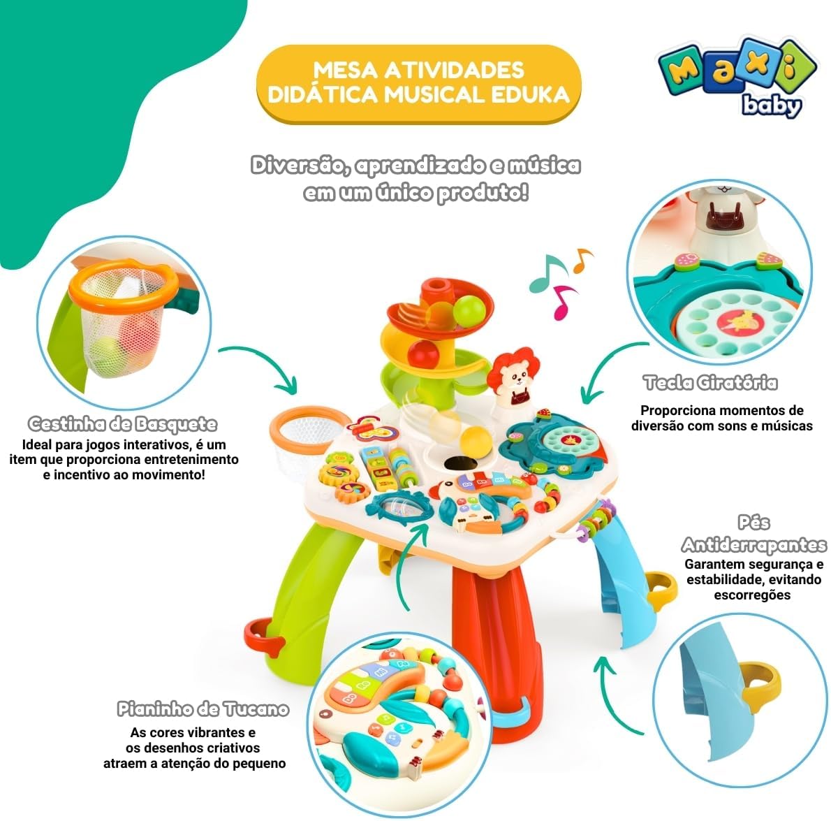 Maxi Baby Mesa Atividades Infantil Didática Musical Eduka