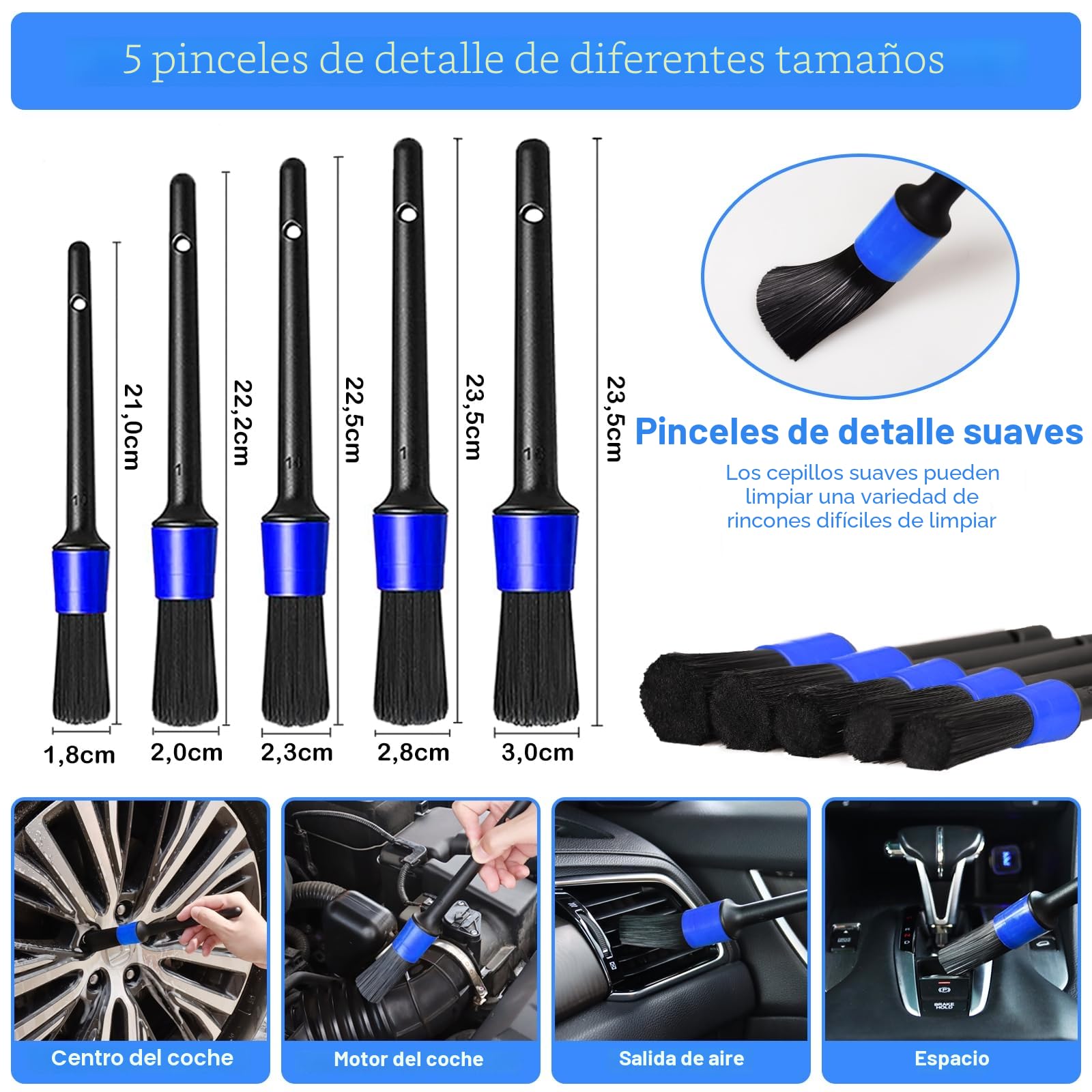 27 cepillos kit limpieza Coche, lavar coche Cepillo de Taladro Eléctrico kit cepillo coche limpieza coche interior con Cepillo Para Detalles, herramienta de limpieza para parabrisas de automóviles