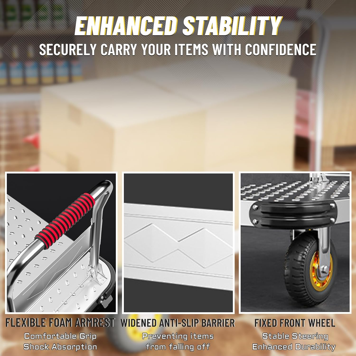 1100LBS Heavy Duty Foldable Platform Dolly Collapsible Push Cart with Swivel Wheels Moving Dolly Cart for Easy Transport