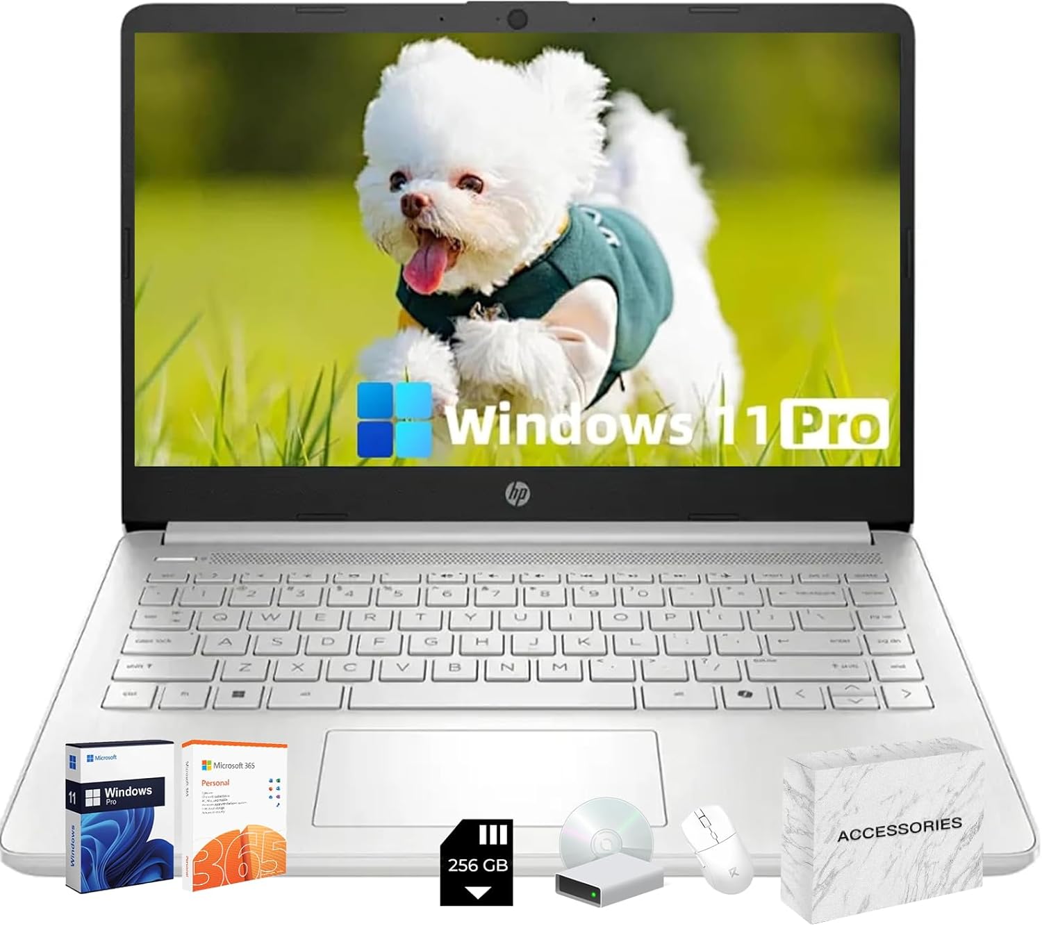 HP 2025 New Student Business Laptop, Intel N150 CPU(Beats N4120), 14in LED Screen, 16GB RAM, 128GB UFS+256GB D Storage, Wi-Fi 6, Copilot AI, Windows 11 Pro, Silver