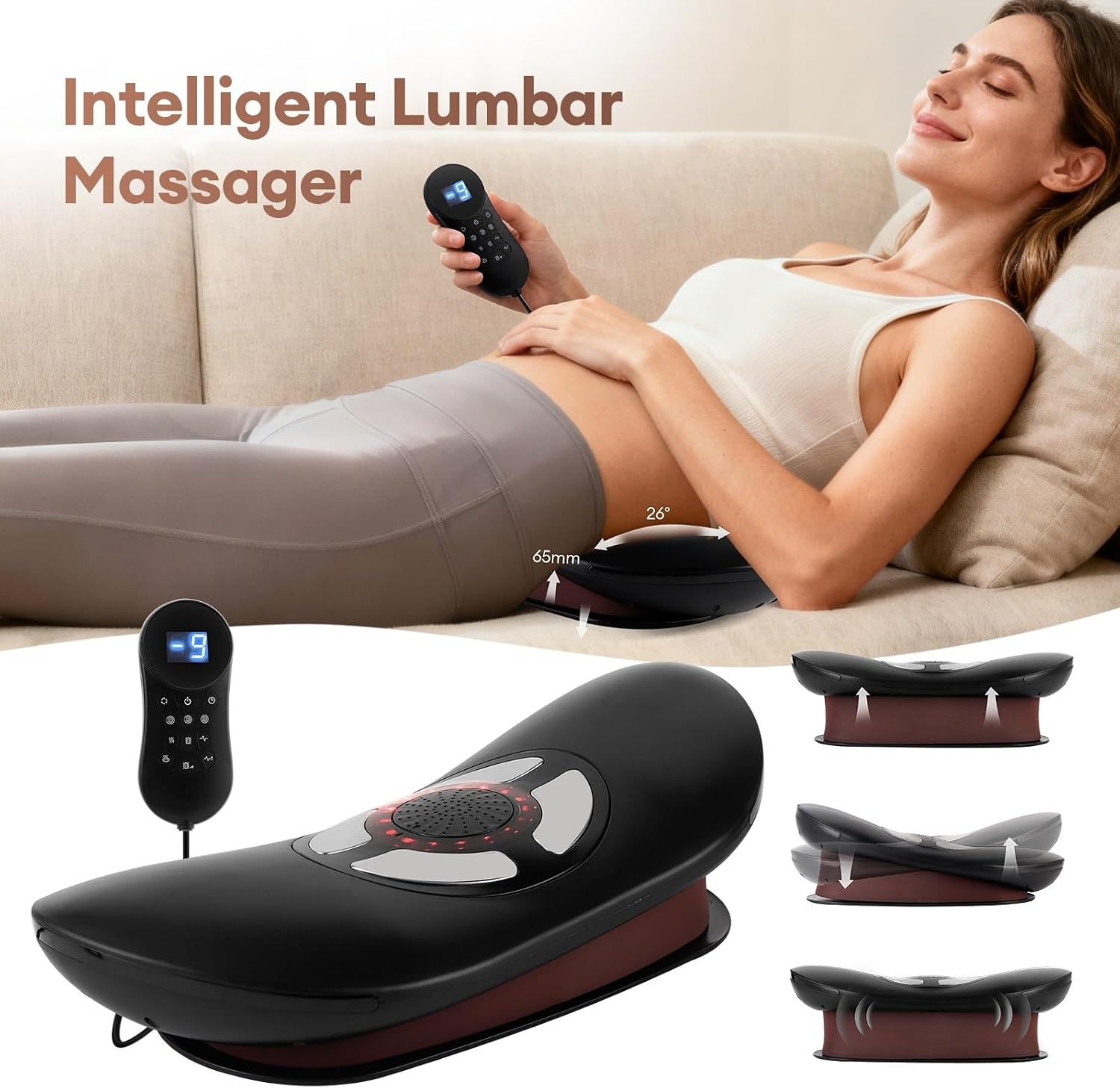 Electric Lumbar Traction Device, Back Stretcher for Lower Back, 3 Heating Levels and Vibration Lumbar Traction Massager