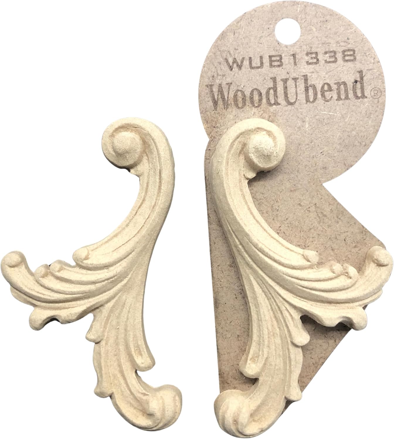 WoodUbend WUB1338 Set of Decorative Plumes Heat Bendable & Flexible Wood Appliques 10x6cm - DIY Craft, Furniture & Home Decor - Easy to Apply & Paint - Versatile & Reusable Decorative Decals