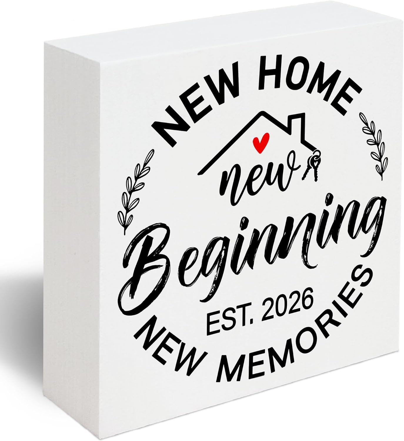 2026 Housewarming Gifts, 2026 New Home New Beginning New Memories Wooden Box Sign Decor, New Home Owners Gift Ideas, New House Must Haves -A02
