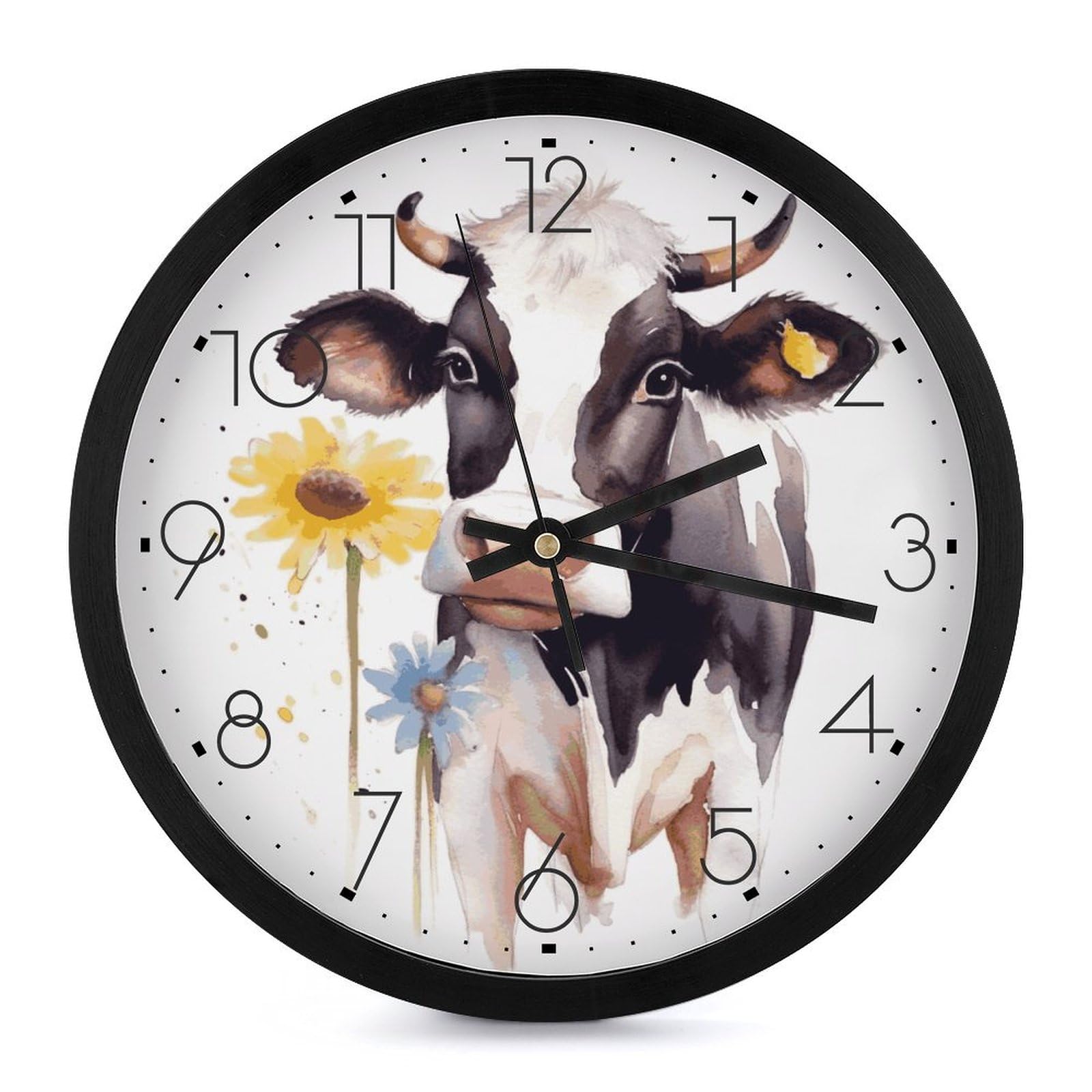Horloge murale à piles au style vache pour décorer un salon familial