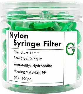 Syringe Filter Nylon Hydrophilic Membrane 13mm Diameter 0.22um Pore Size Non Sterile 100pcs OnPu