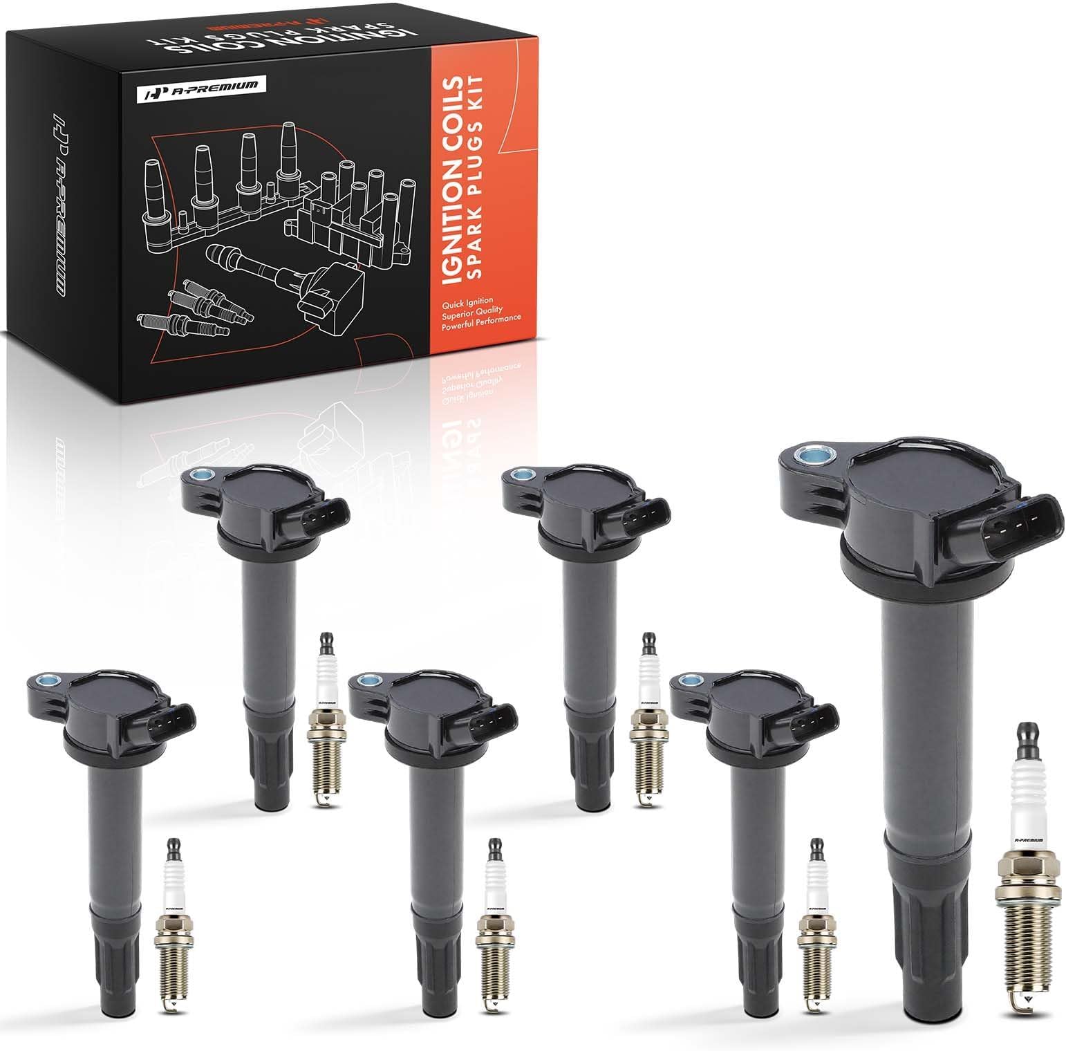 A-Premium Set of 6 Ignition Coil Pack and Iridium Spark Plugs