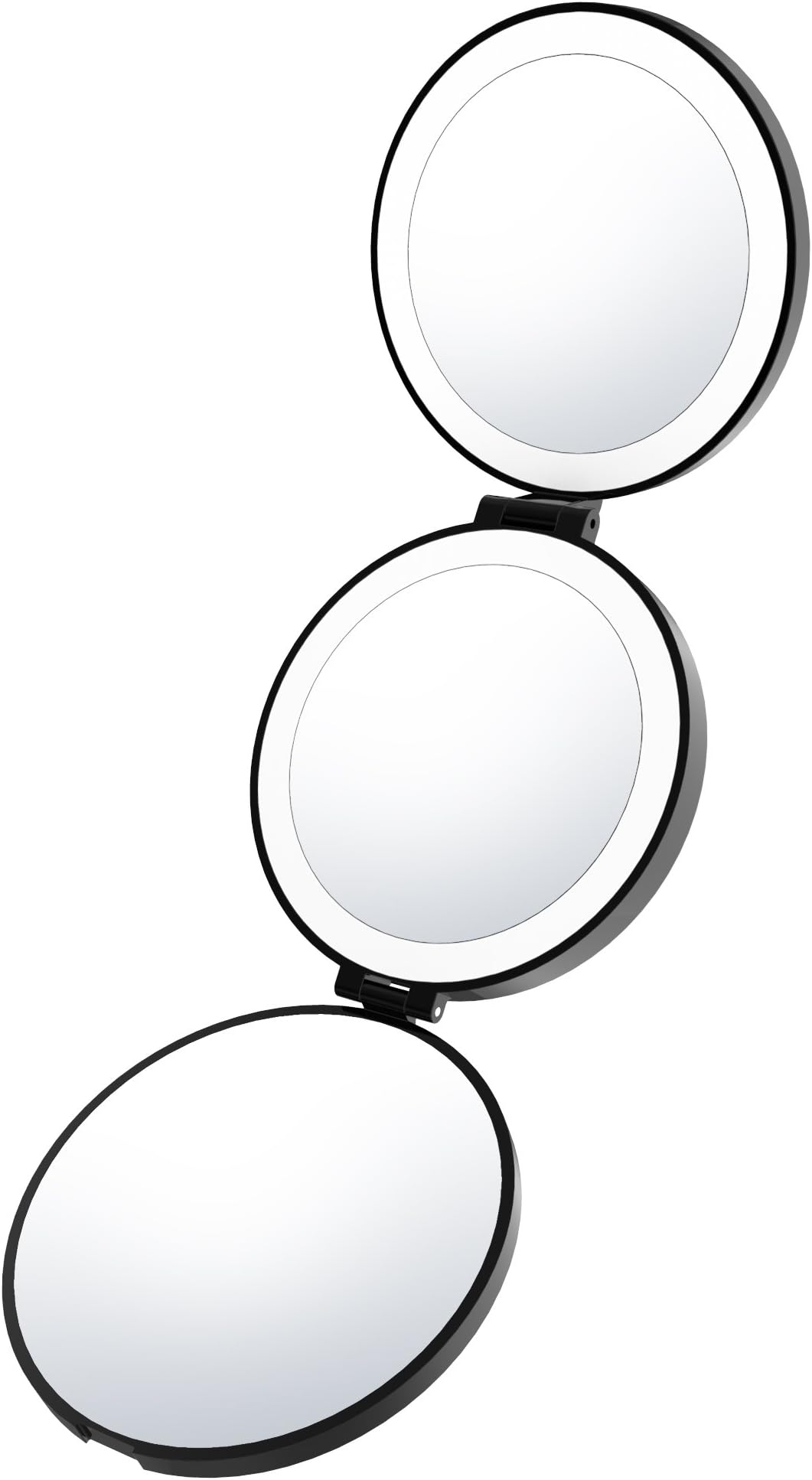 Portable Light Makeup Mirror Lightswim Natural Daylight Illuminated LED Make up Mirror with 1X/5X/10X Magnifiers Tri-Fold Vanity for Travel USB Rechargeable Charging