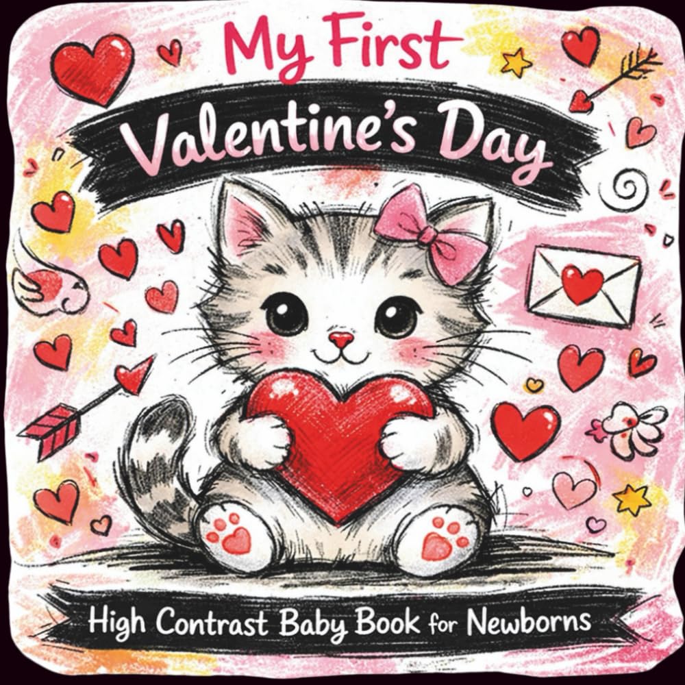 My First Valentine's Day High Contrast Baby Book for Newborns: Black & White Images to Stimulate Your Baby’s Vision, Cute Gift for infants 0-12 months