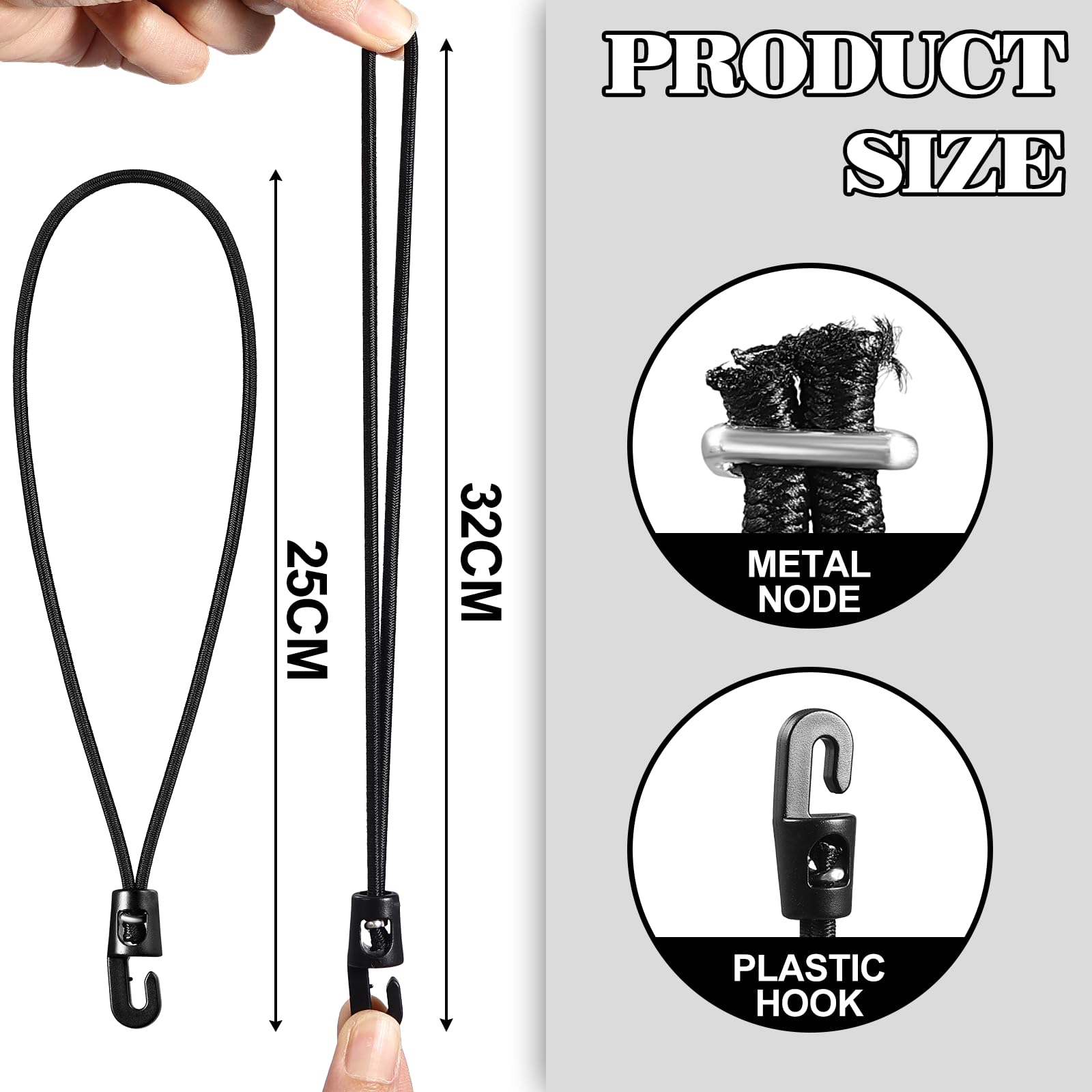 25 Elastici Con Ganci Per Teloni - Tenditori In Gomma 25 Cm, Bianchi, Per Campeggio E Rimorchi - Foto 4