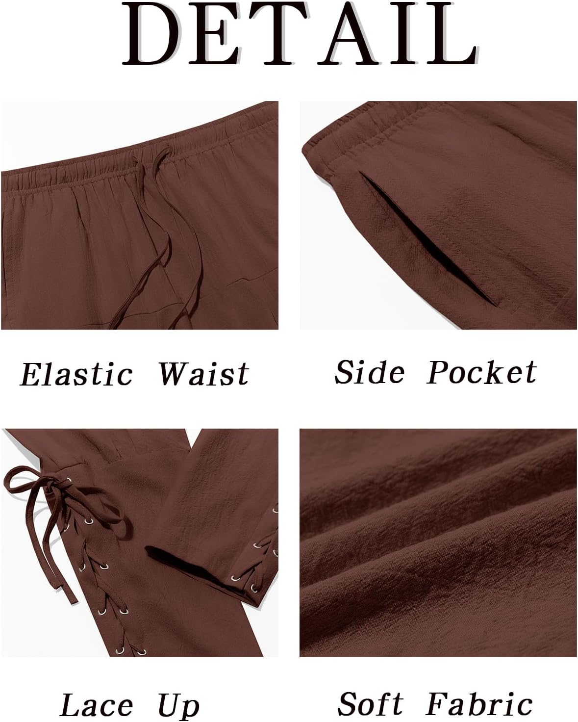 Runcati Mens Medieval Ankle Banded Pants Renaissance Viking Pirate Navigator Costume Pants Lace Up Cotton Halloween Trousers - Image 4