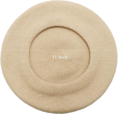 Miniatura 3 de Sydbecs Sombreros de boina de lana para mujeres, mujeres y niñas, sombrero de barret francés, estilo de color liso