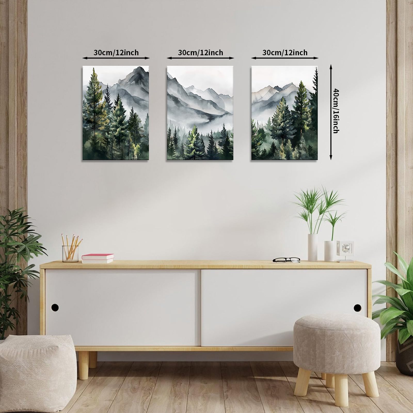 Abstract Mountain Art Prints - 3 Panel Canvas Wall Decor -2