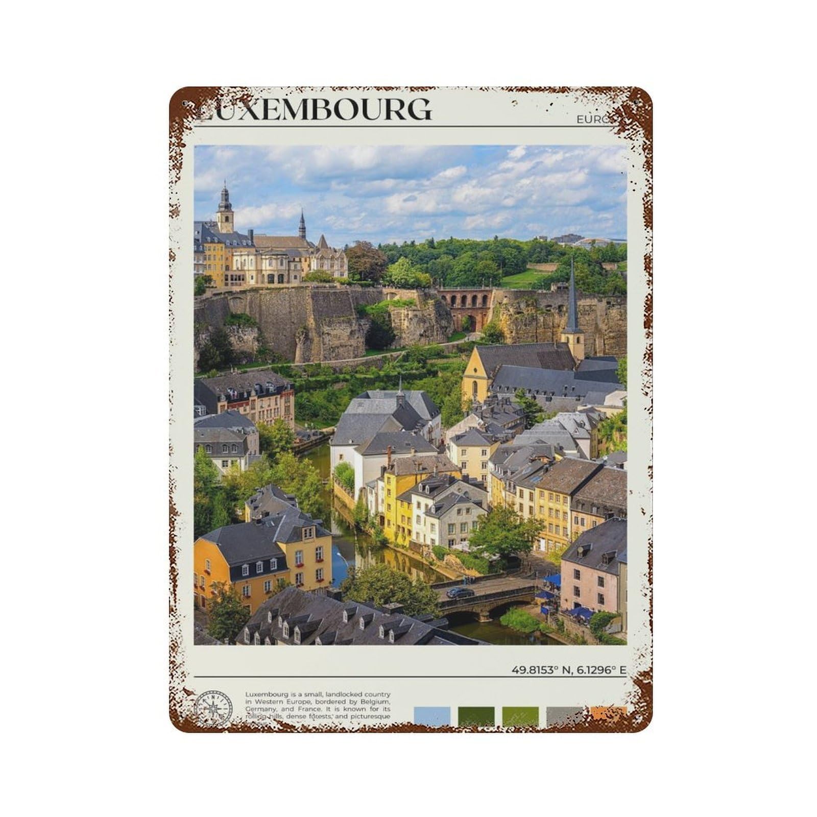 xiaoxiaoshen Real Photo Luxembourg Decor Wall Decor Art Metal Tin Poster Modern Home Decor Art Home Bar Shop Decorations Vintage Sign 40x30cm