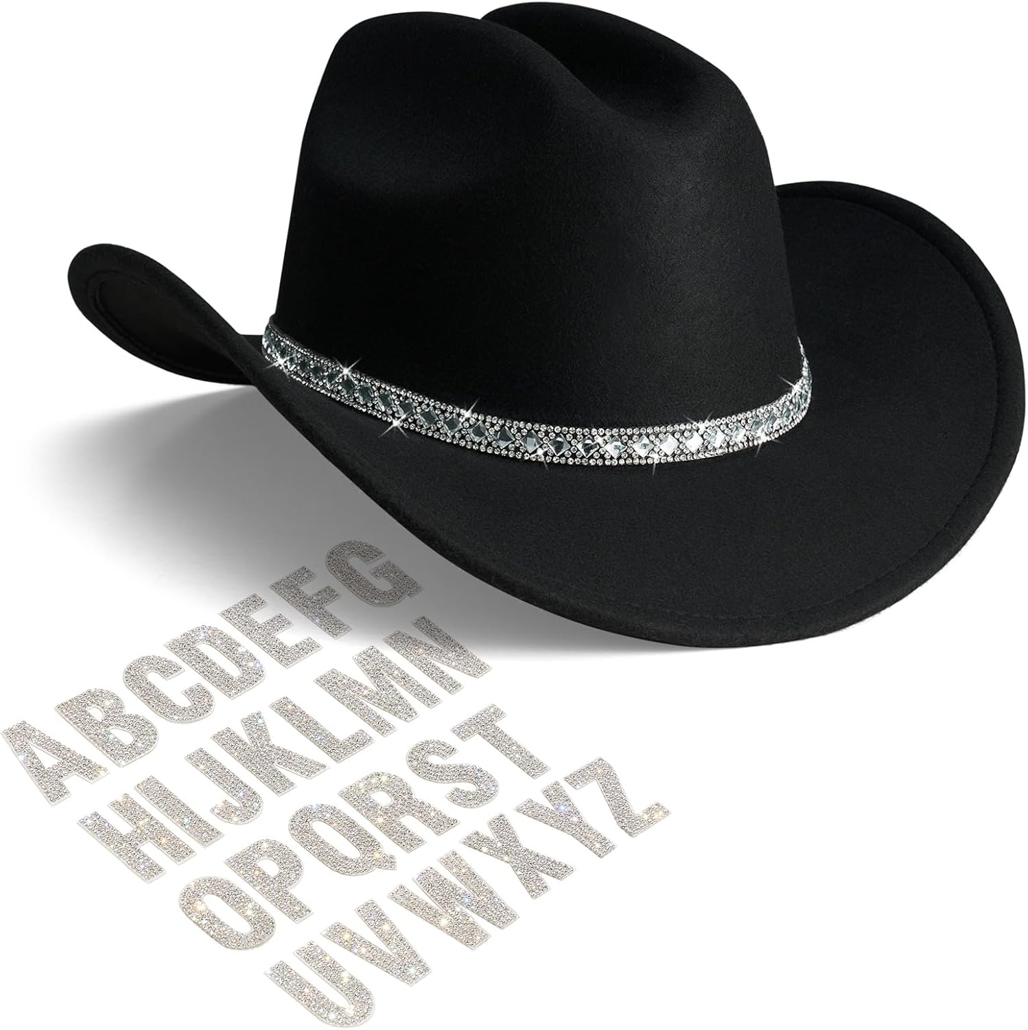 AW BRIDAL Cowboy Hat for Women Men with Rhinestones, DIY Cowgirl Gifts for Wedding Engagement Bachelorette and Western Party
