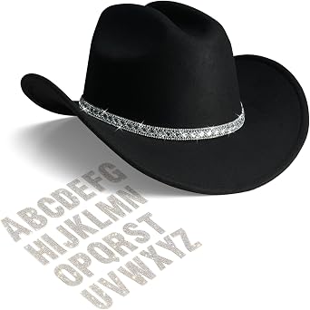 AW BRIDAL Cowboy Hat for Women Men with Rhinestones, DIY Cowgirl Gifts for Wedding Engagement Bachelorette and Western Party