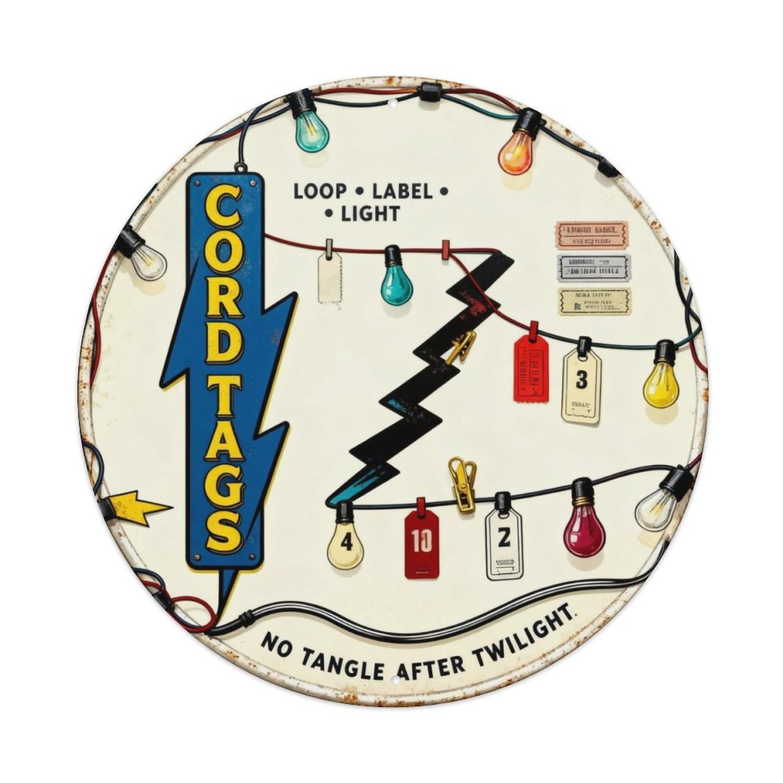 Cord Tags Sign Metal Tin Sign Plaque