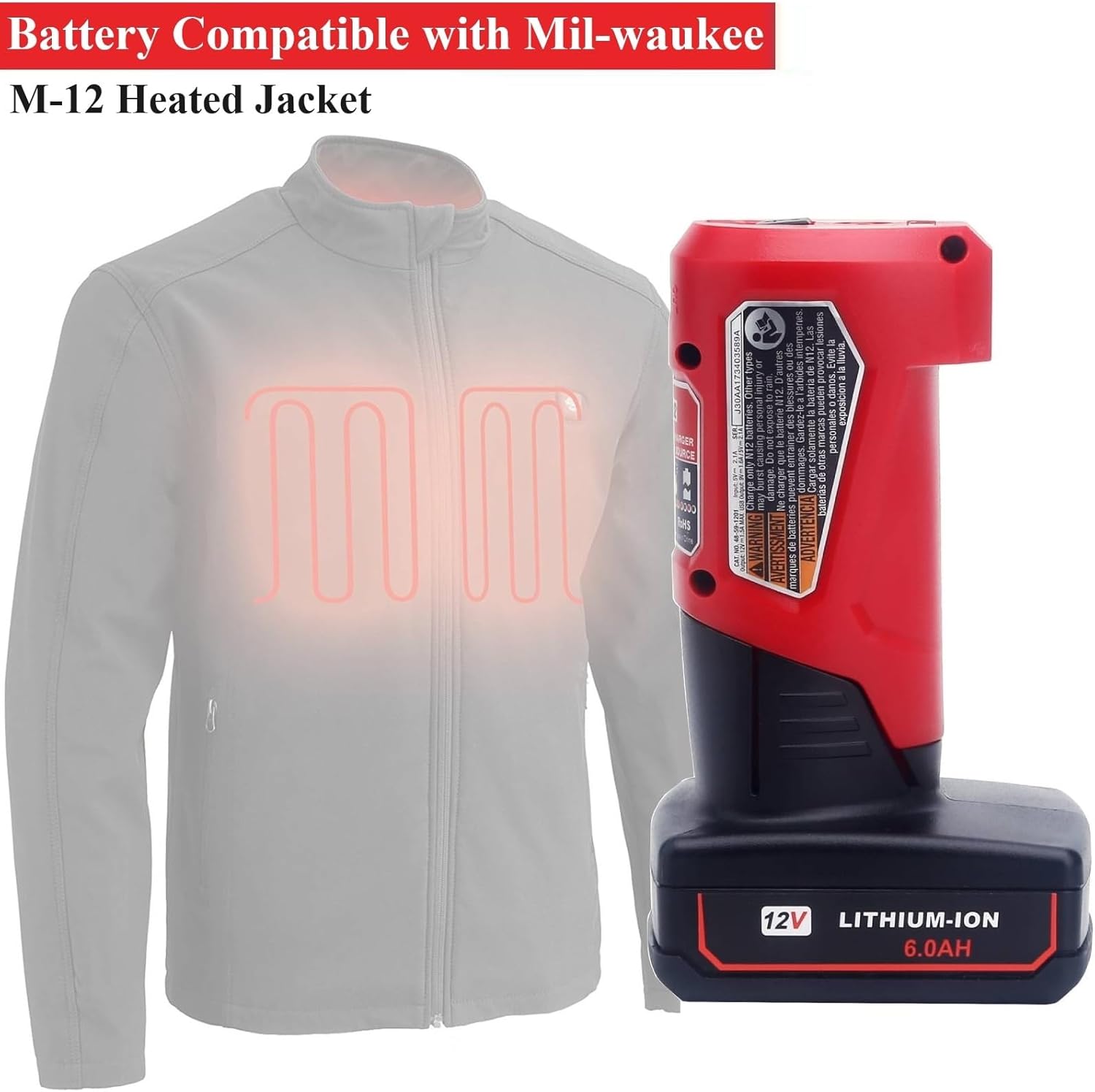 Lasica 2 Pack 6.0Ah M-12 Lithium-ion Replacement Battery Compatible with Mil-Waukee M-12 12V Battery 48-11-2460 48-11-2412 48-11-2401 48-11-2440 and 12-Volt M-12 Cordless Tool Battery Packs - Image 7