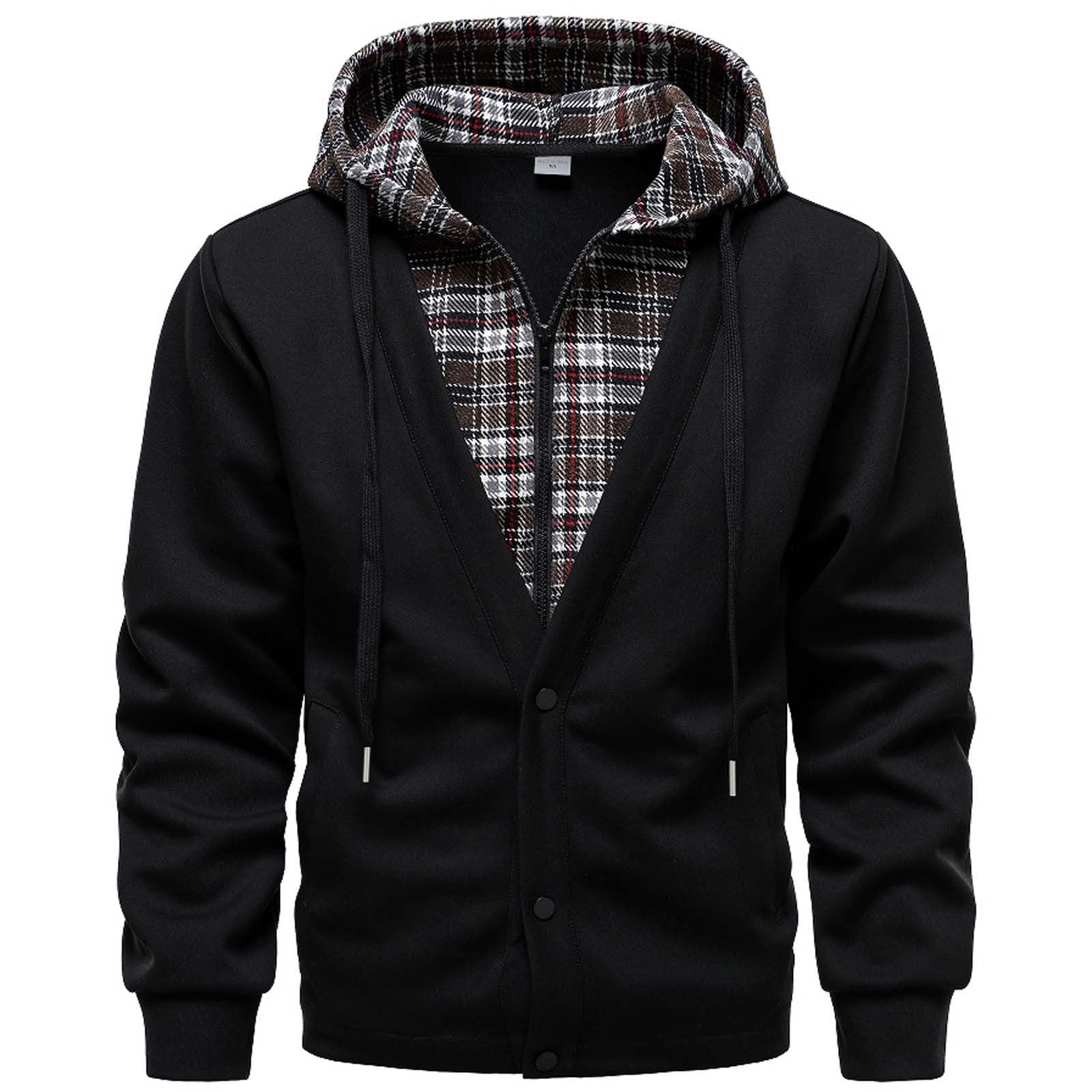 Felpa con Cappuccio Uomo Oversize Felpa Uomo con Effetto Due Pezzi Hoodie Sweatshirt Casual Sportiva Manica Lunga Design Patchwork Moderno Morbido per Autunno Primavera Tempo Libero
