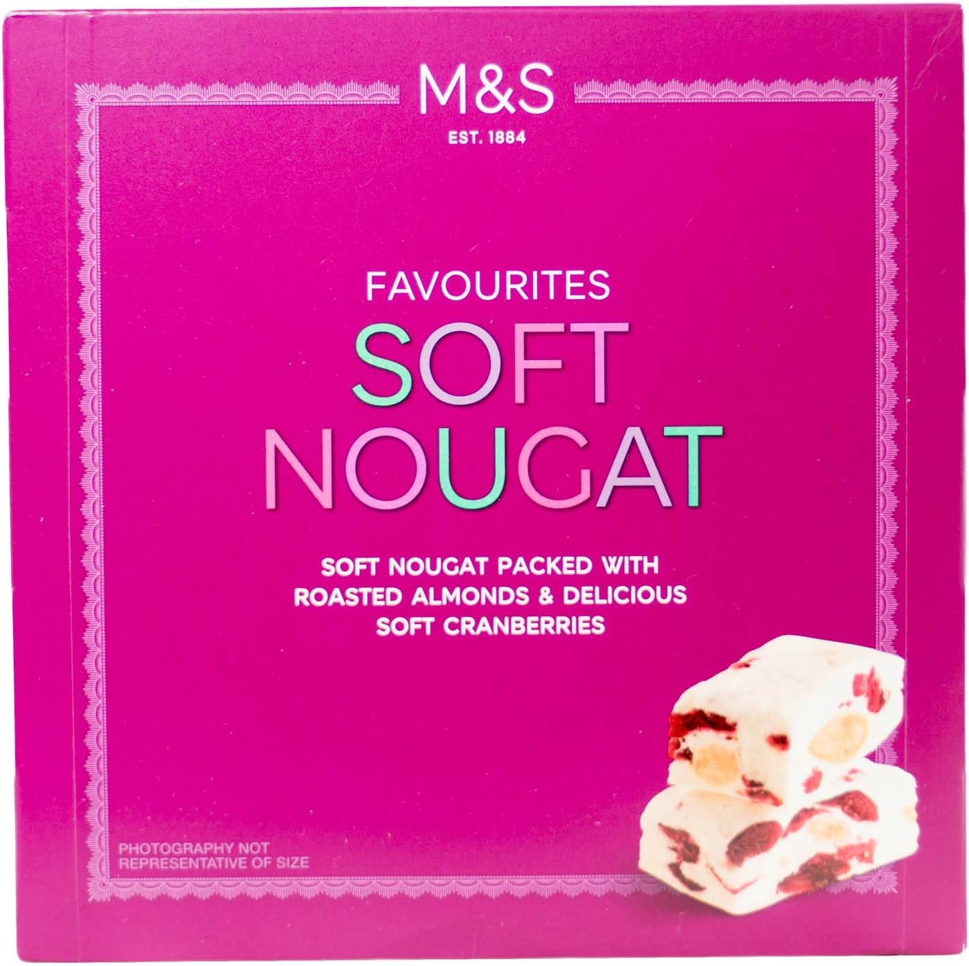 英国 マークス スペンサー ソフトヌガ ーローストアーモンドソフトクランべりー 156g 英国産 Ms Soft Nougat 限定価格セール Pieces Delicious Cranberries Made Almonds The Roasted With In Uk Packed