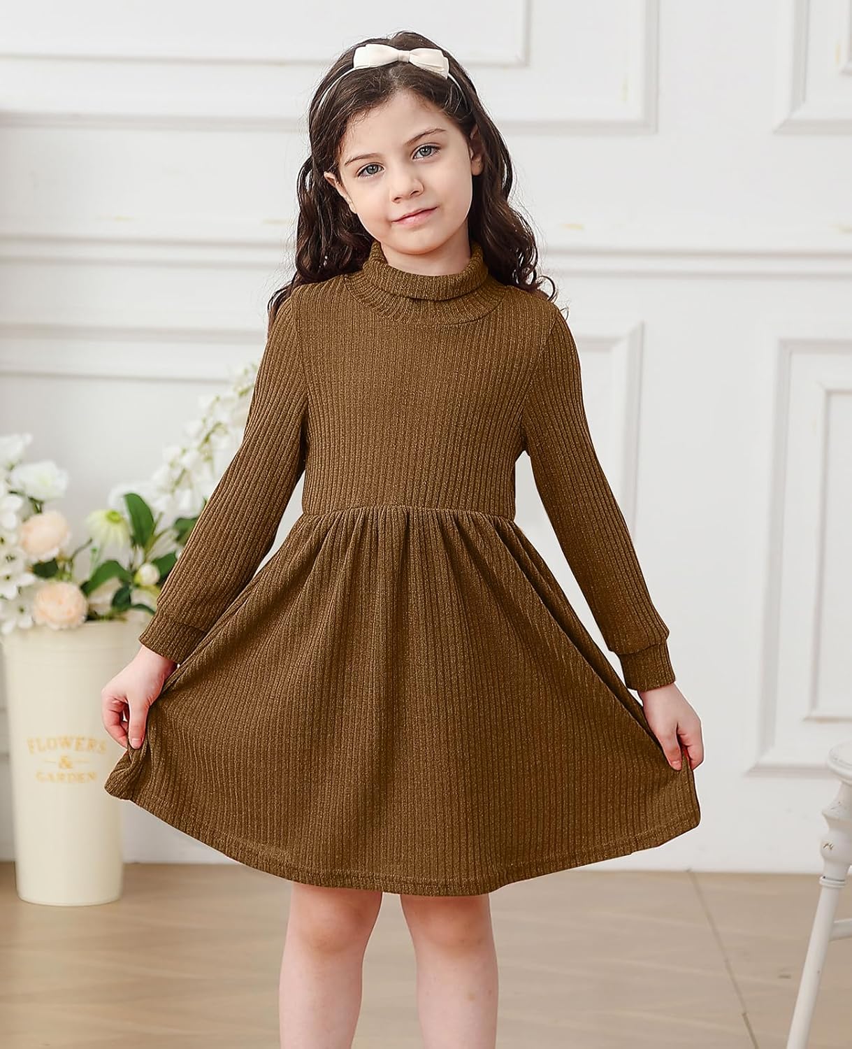 Vieille Toddler Baby Girls Fall Clothes Soft Knit Turtleneck Sweater Dress Long Sleeve Winter Outfits 2-6 Years - Image 6