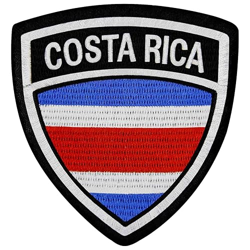 EmbTao Costa Rica National Shield Flag Patch Embroidered Morale Biker Badge Applique Hook & Loop Emblem