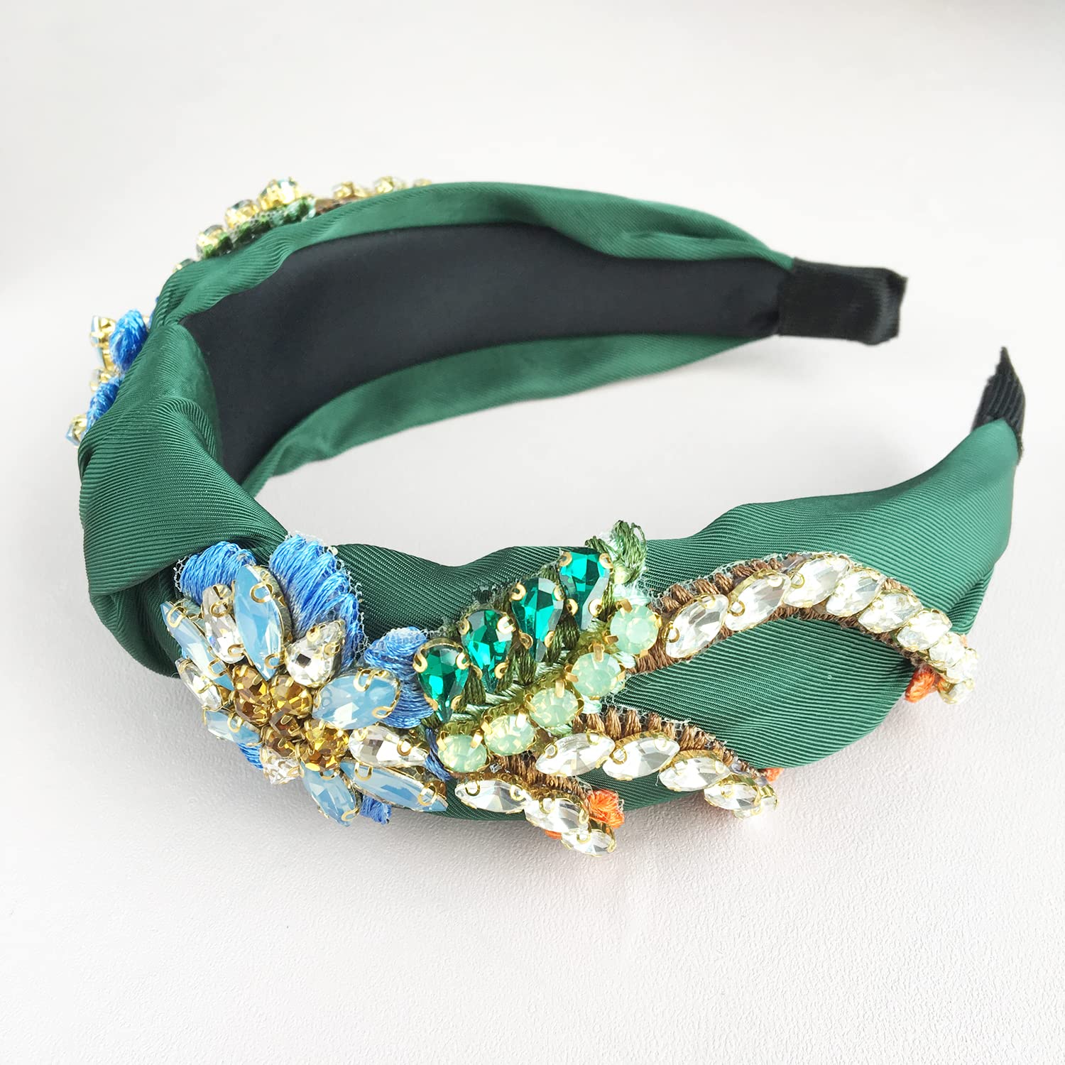 Baroque Rhinestone Crystal Satin Headband Embroidered Hair Accessory Amazon.com : Yusier Baroque Rhinestone Crystal Hairband  main image 2