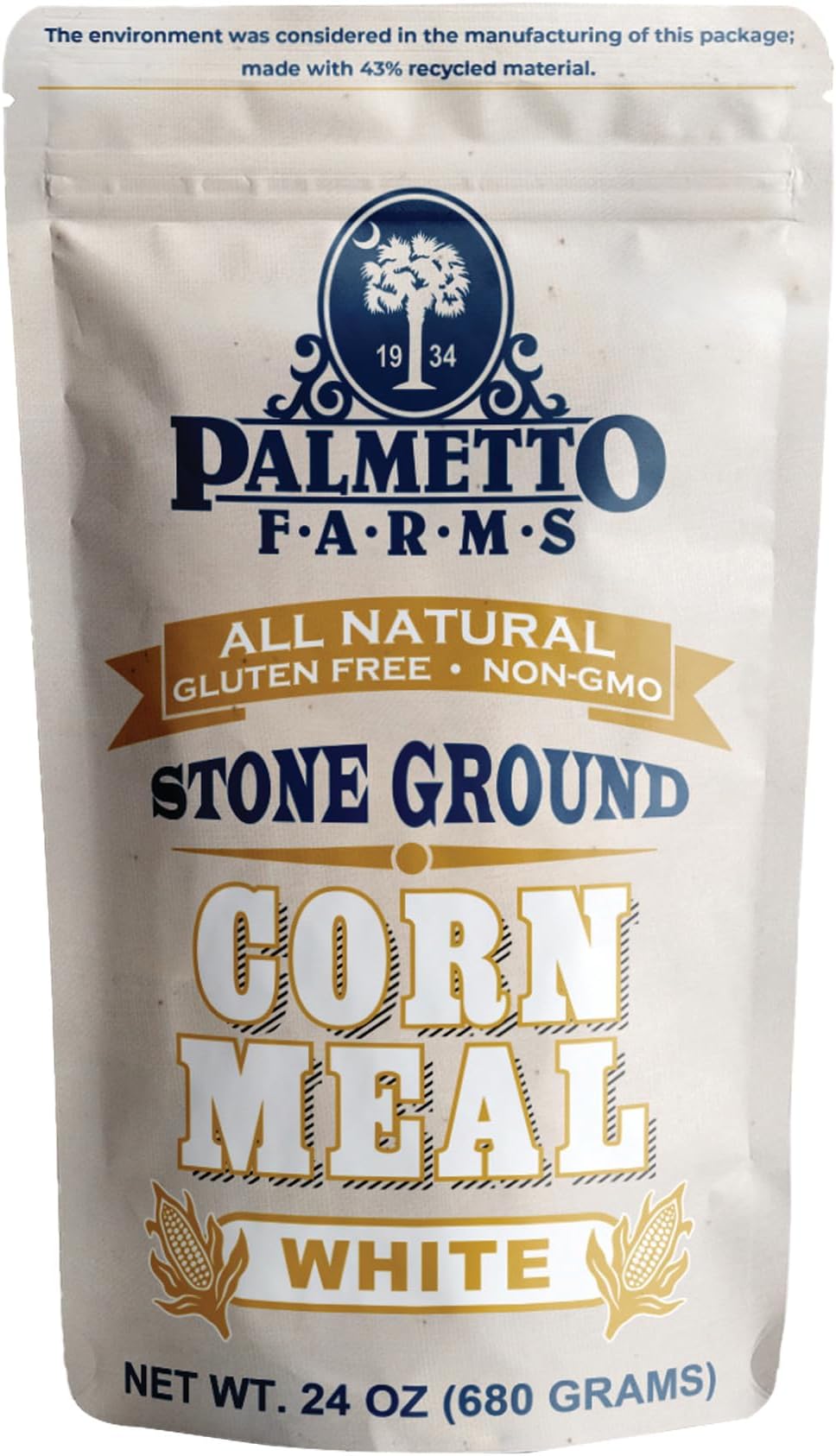 Palmetto Farms Stone Ground White Corn Meal Flour Non-gmo Gluten Free 24 oz
