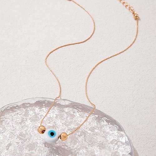 Miniatura 5 de YienDoo Gargantilla bohemia contra el mal de ojo, collar pequeño de protección contra el mal de ojo, collar con dije de ojo azul turco, gargantilla