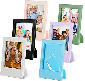 6 porta-retratos de 5 x 7 cm, molduras coloridas para instax mini, moldura pequena de plástico com suporte para decoração de escritório doméstico
