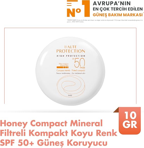 Avène Honey Compact Mineral Filtreli Koyu Renkli SPF 50+ Cilt Tonu Eşitleyici Koyu Renk Güneş Kremi 10 gr