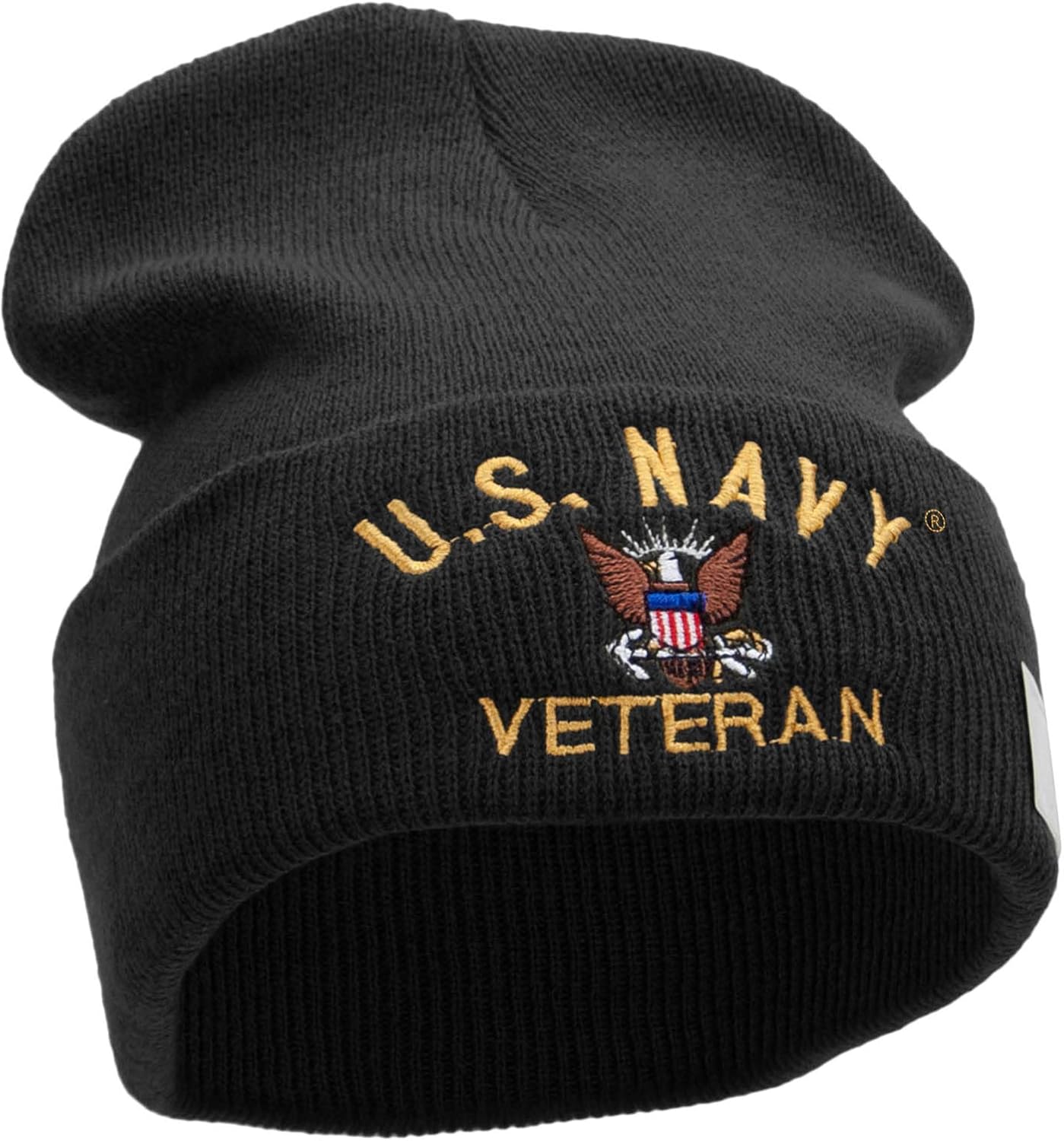 US Navy Veteran Military Embroidered Long Beanie Made in USA - Image 4