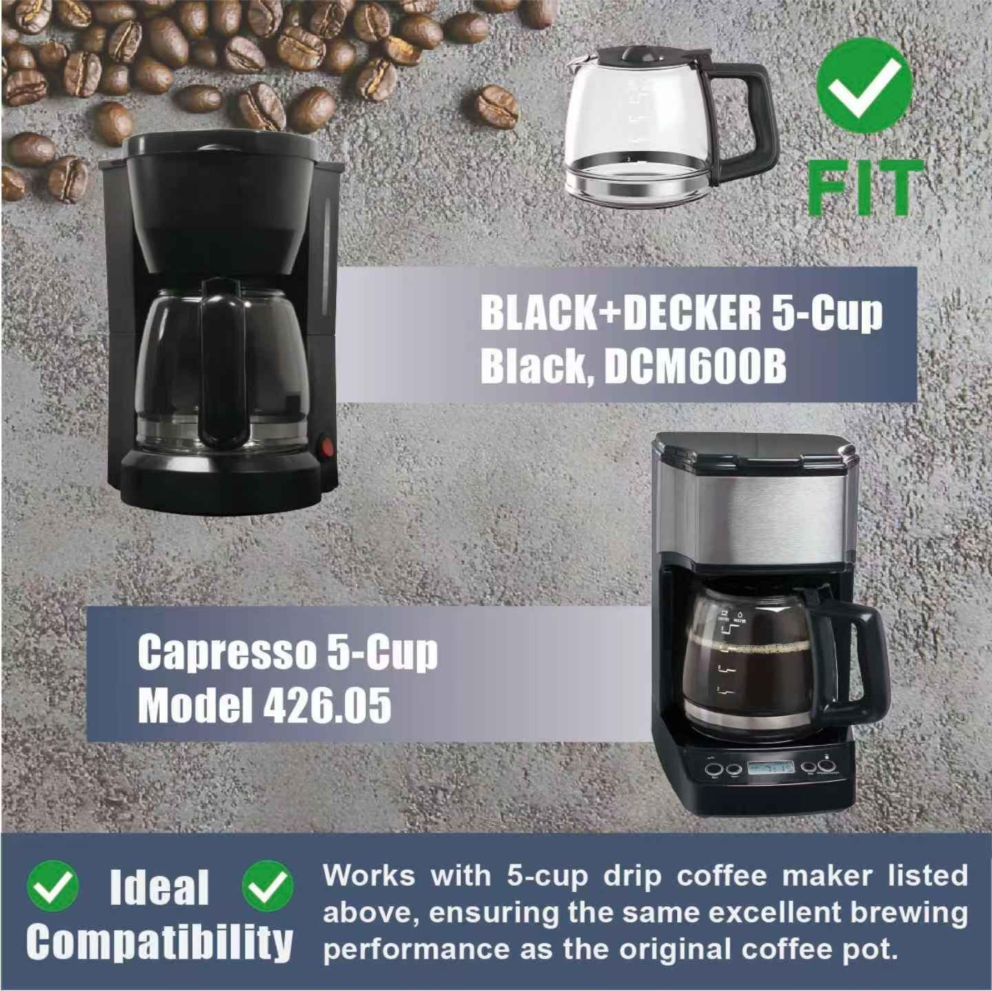 5 cups glass coffee carafe replacement, compatible with Capresso 4426.01 and Kenmore 80509 5 cups coffee maker