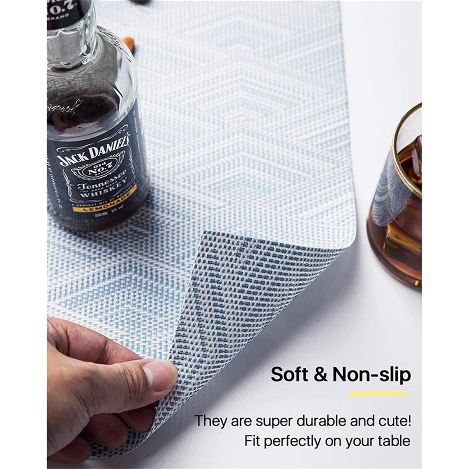 Juego de 8 manteles Individuales, salvamanteles Individual PVC para restaurantes, Ideales para decoración de la Mesa de la Cocina, Antideslizante y Lavable, 45cmx30cm, Brown