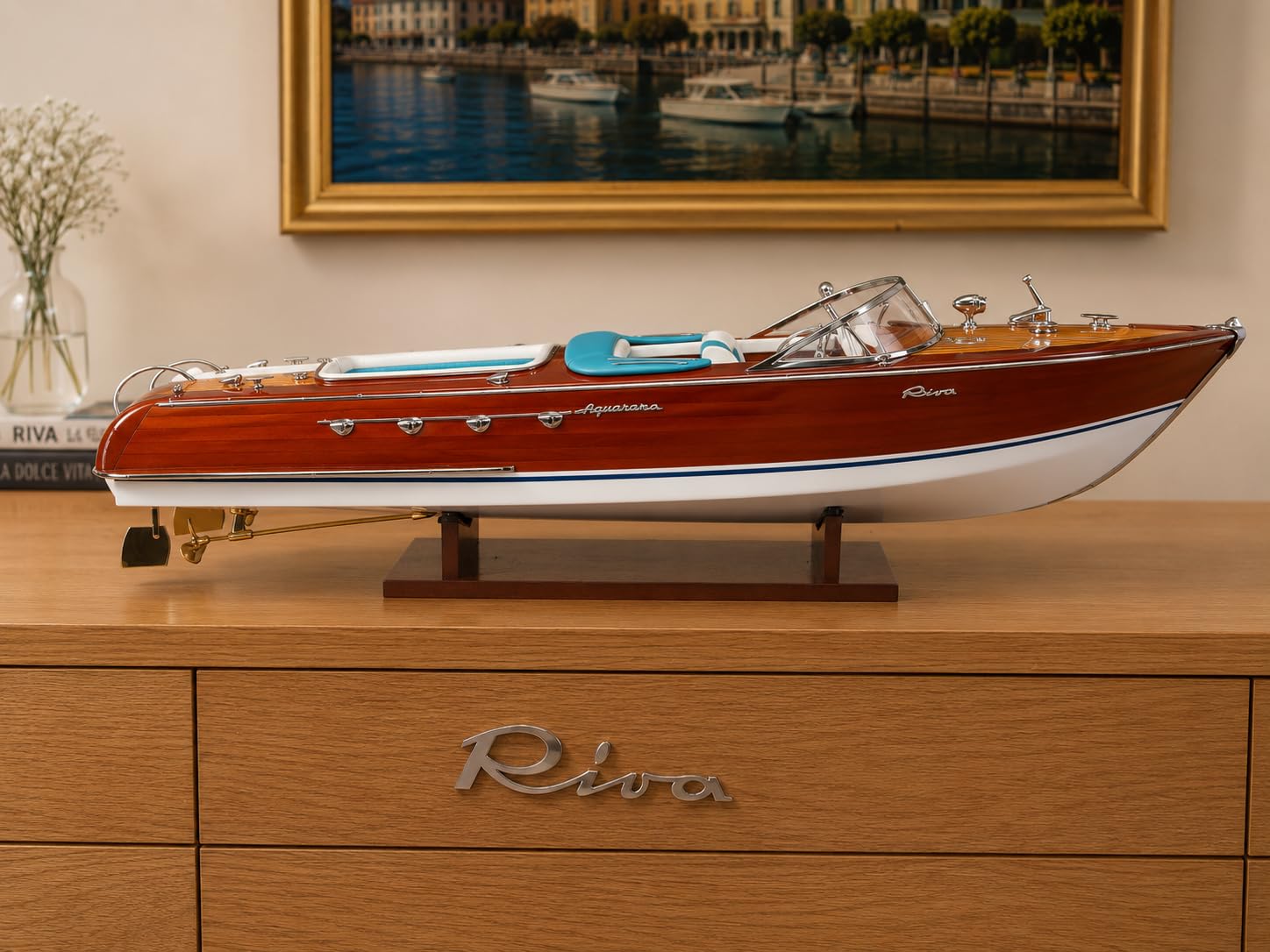 Générique maquette bateau riva aquarama 55 cm bois modelisme