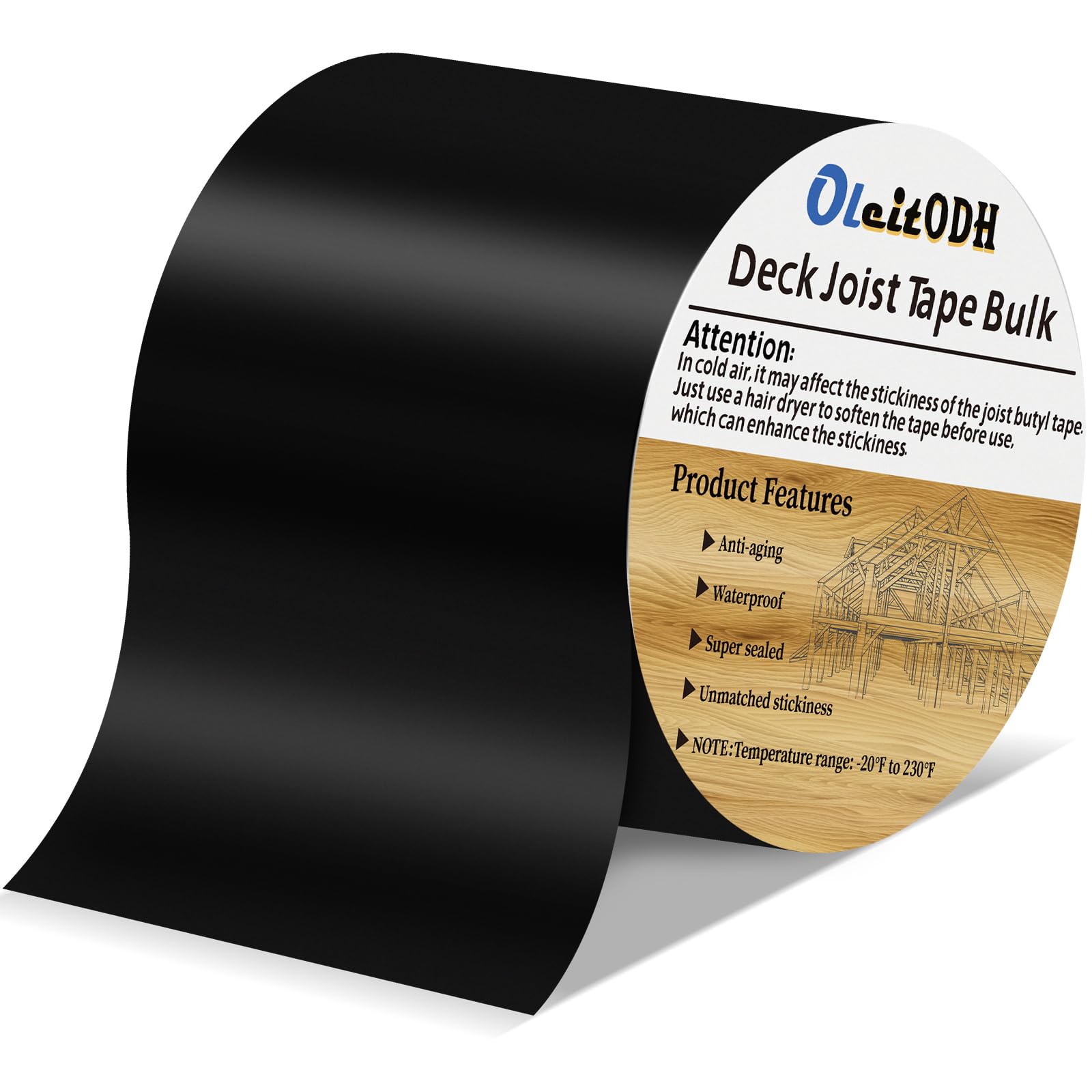 Butyl Joist Tape for decking, 4 Inch x 50 Feet Weatherproof Butyl Sealant Deck Tape Joist-Beam Deck Joist Tape Bulk for Wood Joists Decks Beams Roof