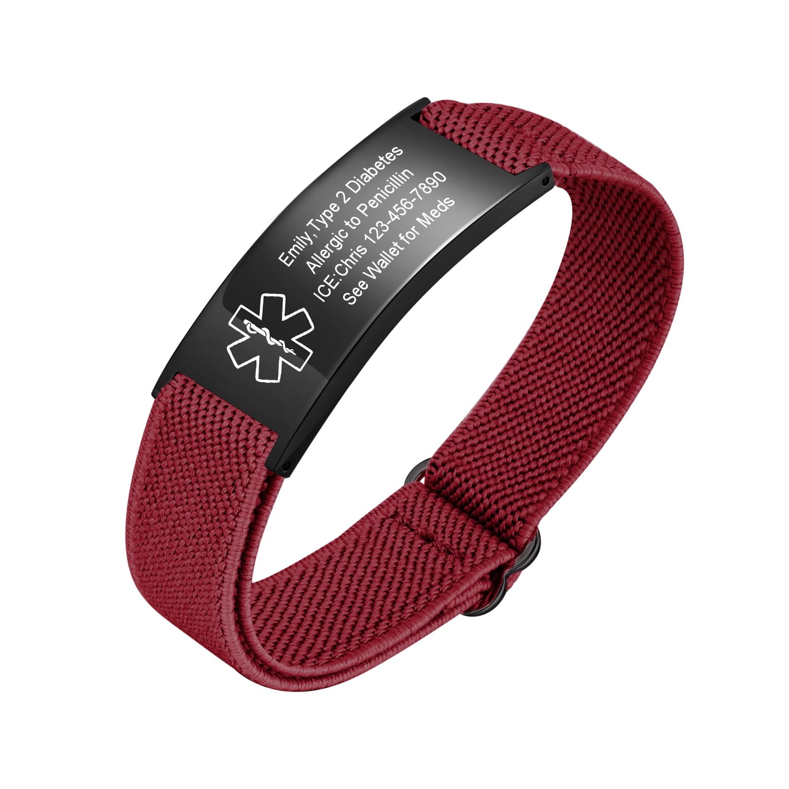 VNOX Medical Alert Bracelets for Men &amp; Women Kids with Free Engraving Adjustable Stainless Steel Mesh Emergency Medical ID Bracelets Wristband