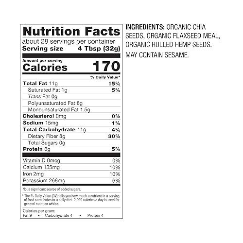 Miniatura 2 de BetterBody Foods Superfood Organic Super Seeds - Semillas de lino de chía y cáñamo, mezcla de semillas de chía orgánicas, semillas de lino molido