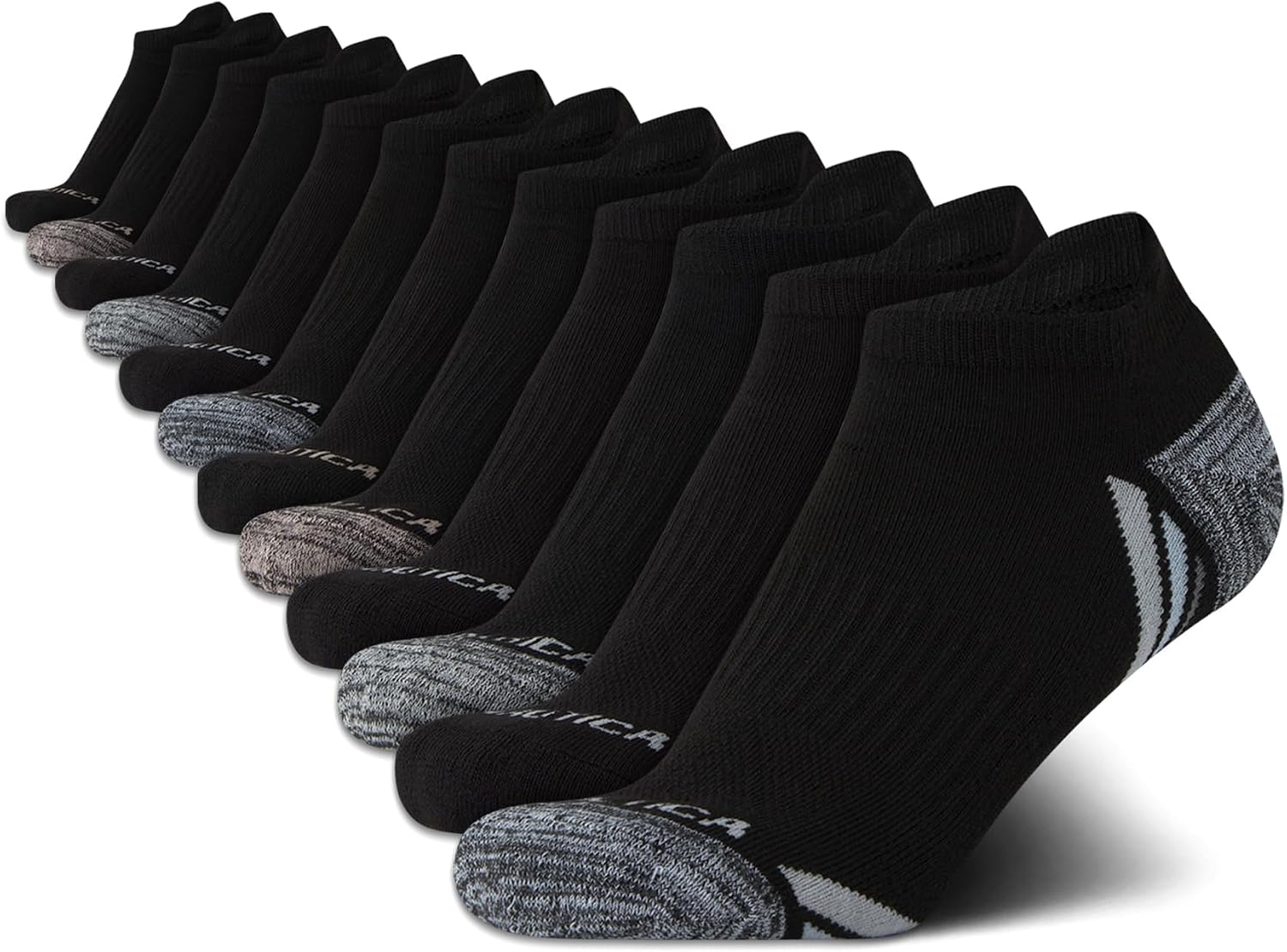 Nautica Womens Low Cut Socks with Tab Mesh Cushioned Ankle Socks, 12 Pack | Breathable Mesh Fabric, Protective Tab, Cushioned Key Areas, Banded Arch Support, Low Cut Ankle, Shoe Size 4-10