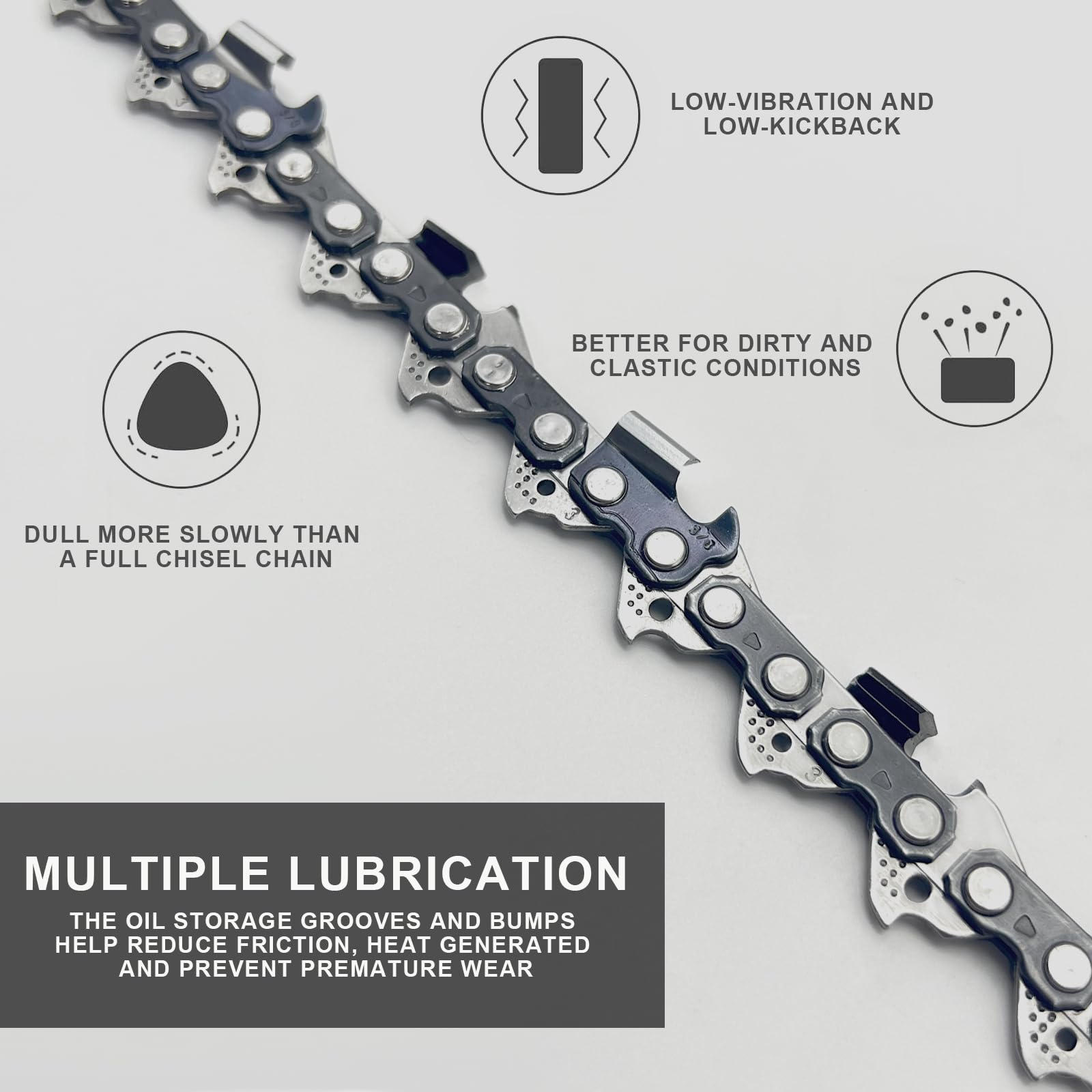 Cadenas de motosierra de 12 pulgadas, cadena de motosierra S50 para barra de 12 pulgadas, paso LP de 3/8 pulgadas, calibre de 0.050 pulgadas, 45 eslabones de transmisión, se adapta a Dewalt