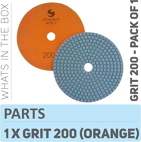 Miniatura 2 de Stadea PPW195D Almohadillas de pulido de diamante 5 "para hormigón terrazo mármol granito encimera piso pulido húmedo, grano 200