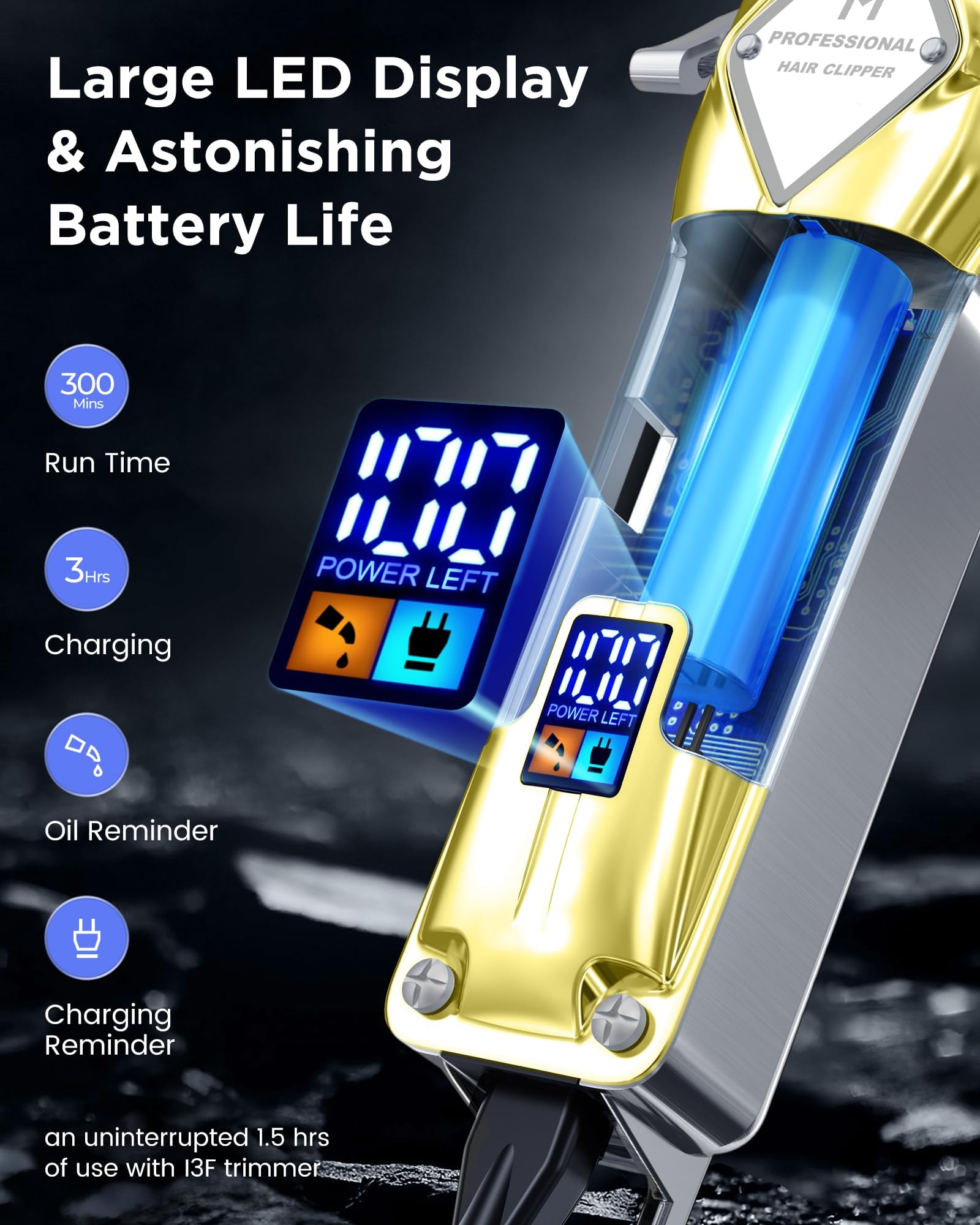 Limural PRO Hair Clippers and Trimmer Combo - Professional Barber Fade Clipper + Zero Gap T Blade Edgers, Complete Beard Grooming Shaving Kit for Men with 13 Fade Taper Combs & 6500 RPM Motor