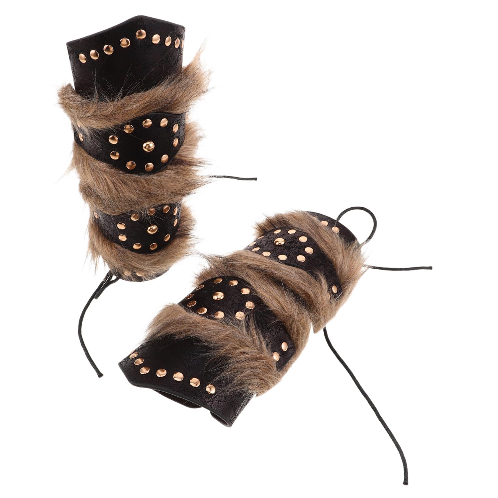 Brassards de Cosplay Médiévaux Cloutés 2 Pièces, en Pu Noir et Confortables