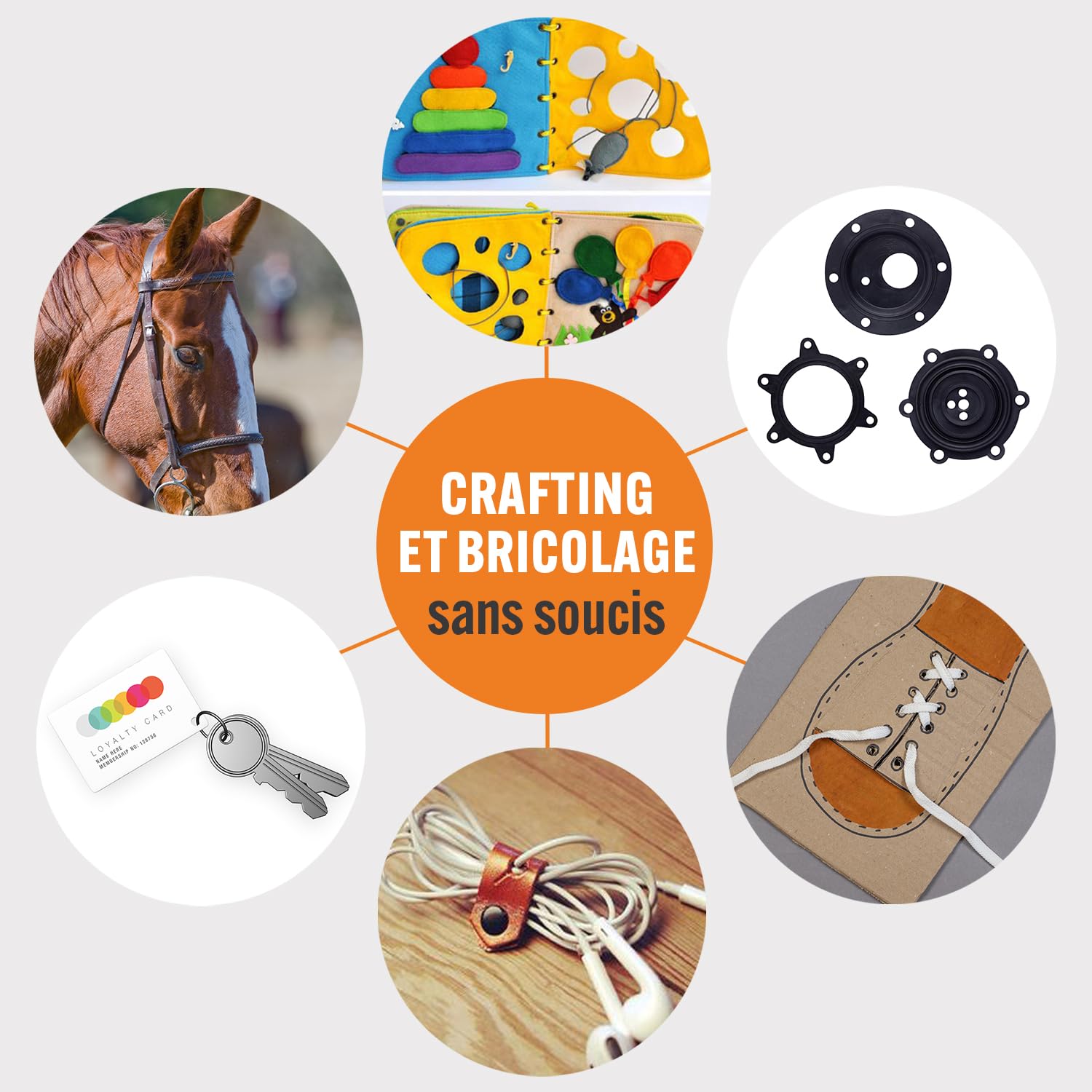 Ensemble d’Appareils à Trous Perforateurs pour Ceintures, Cuir, Bracelets, Projets de Bricolage et d'Artisanat. Pince à Poinçon Perforatrice Robuste, Trous et Rivets de Tailles Multiples.