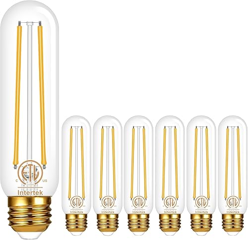 Miniatura 8 de hansang Bombilla LED E26 Edison, equivalente a 40 W, bombilla LED T10 tubular regulable blanca cálida de 3000 K, bombillas de base E26 para