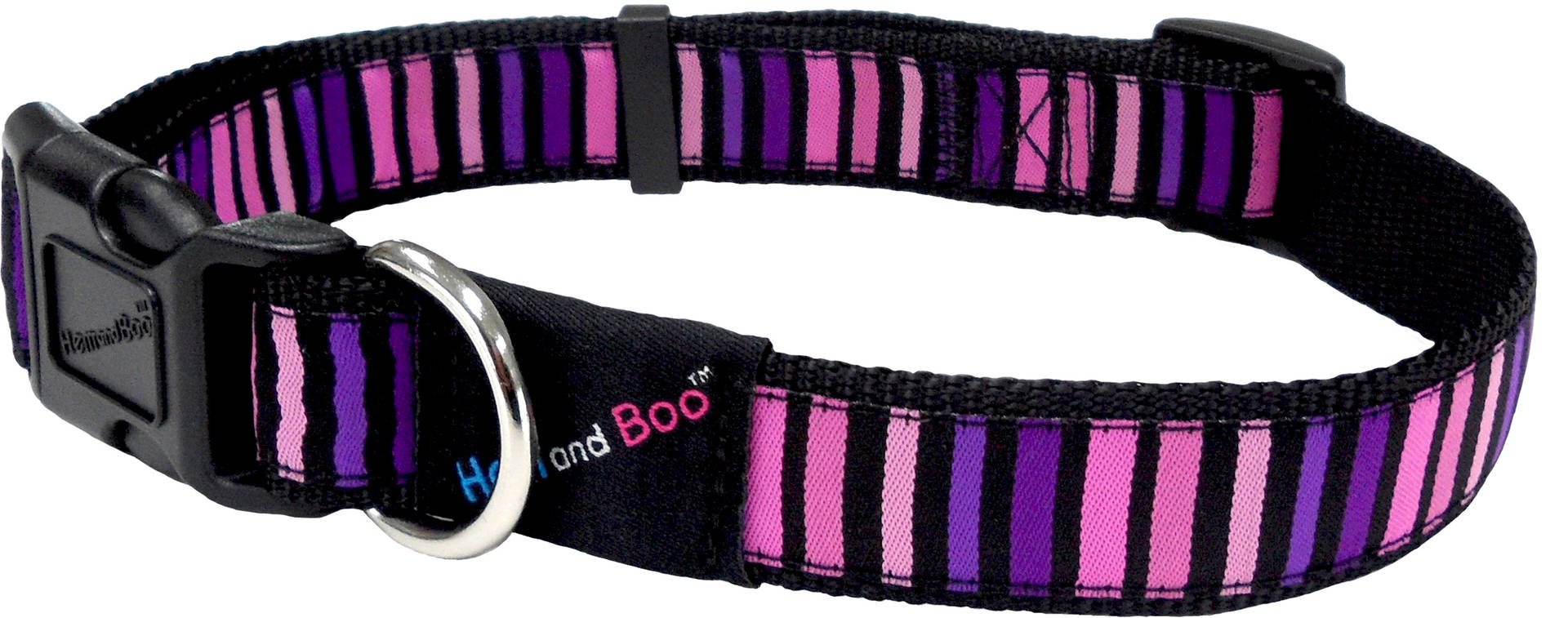 Hem & Boo BLOCK Design Adjustable Dog Collar (3/4" x 14-18"), Black/Pink, Medium