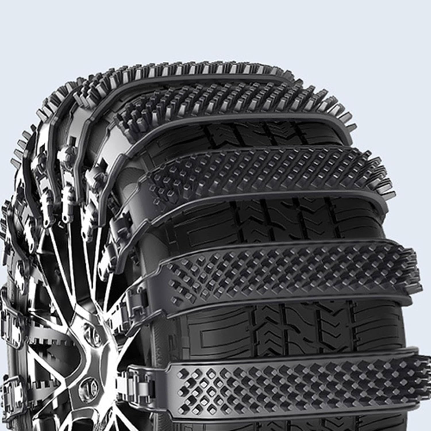 Reusable Anti Snow Chains for Car Tires, Universal Adjustable Non-Slip Zip Tie Tire Chains for Car SUV Trucks, Emergency Portable Cable Tie Snow Chains for Winter Driving Muddy Road (Black, 8)